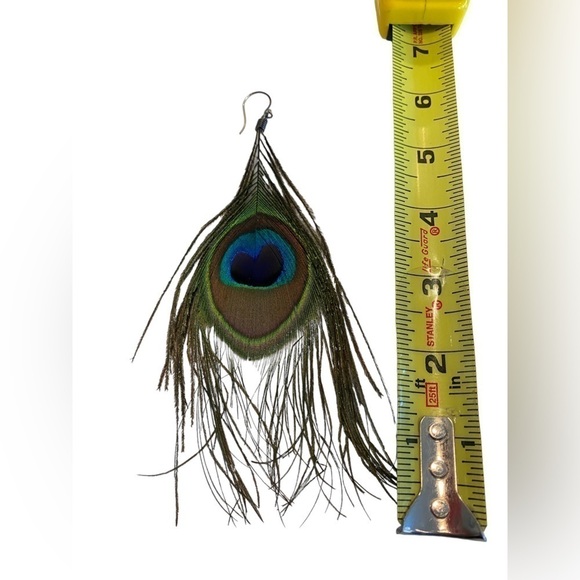 Peacock Feather Earring Blue & Green Approximately 5” Long ONLY ONE EARRING - Picture 12 of 12